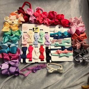 44 pc newborn baby girl headband lot soft headbands small various brands 1-3inch